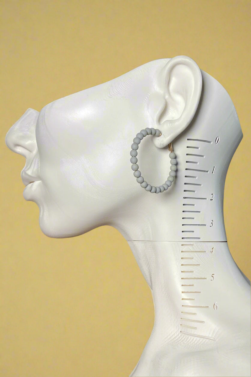 Beaded Matte Grey Hoops