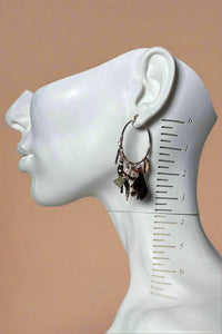 Carnelian & Jade Feather Fringe Hoop Earring