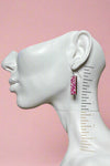 Magenta Floral Rectangle Earrings