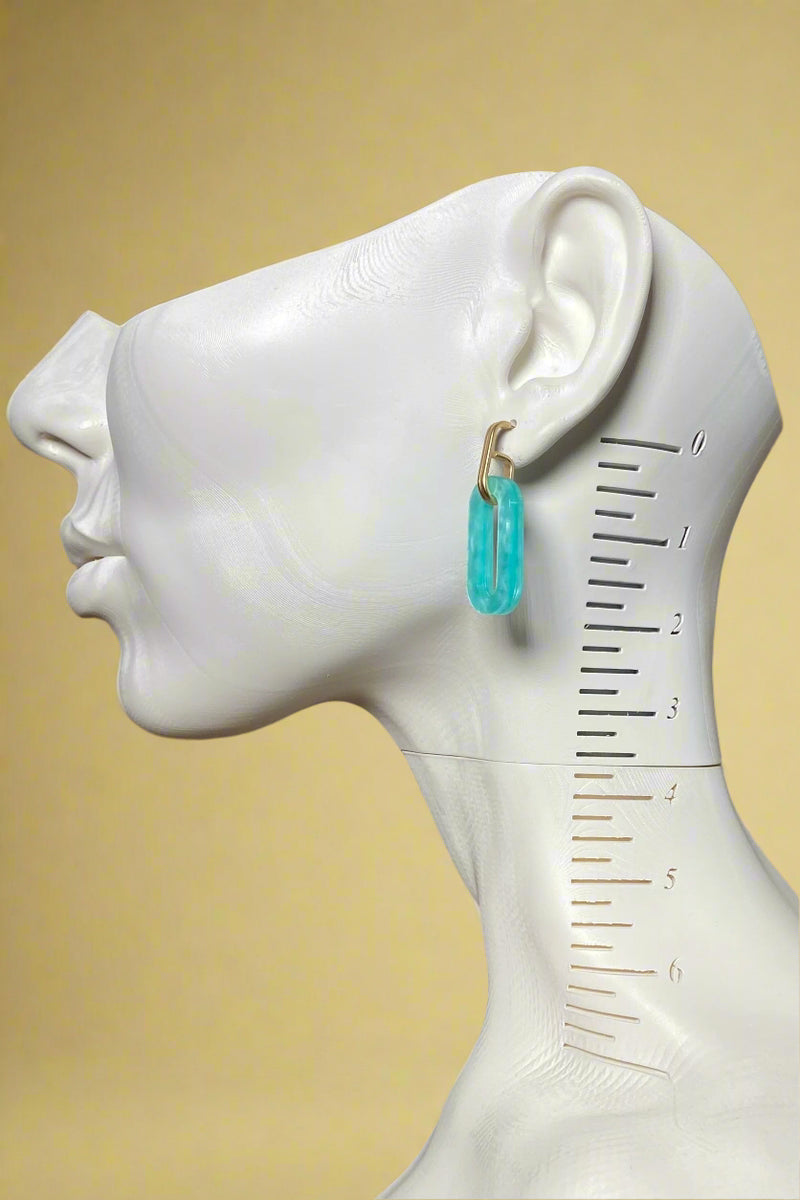 Resin Hook Drop Earring - Blue