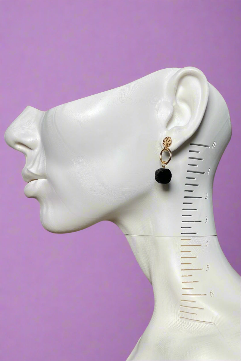 Black Pom Earrings