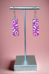 Magenta Floral Rectangle Earrings