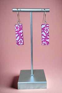 Magenta Floral Rectangle Earrings