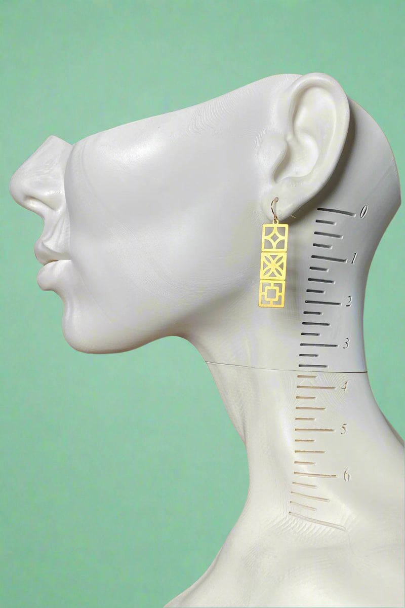 Retro Breeze Blocks Earrings - Gold