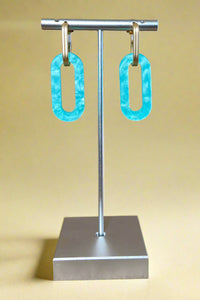 Resin Hook Drop Earring - Blue