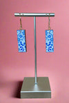 Blue Swedish Floral Rectangle Earrings