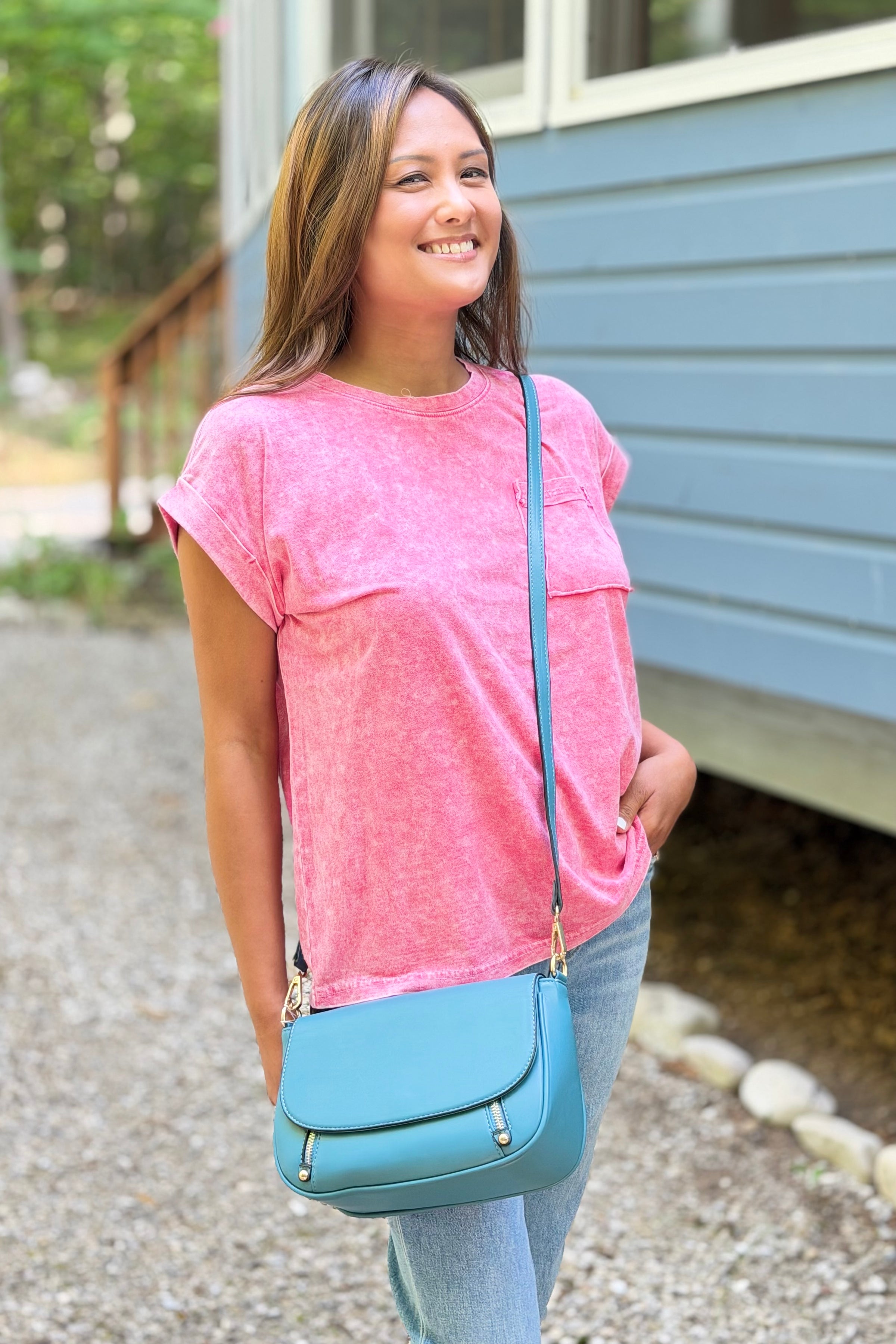 Lindsay Flapover Crossbody Bag –  Ocean Blue