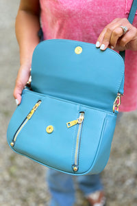 Lindsay Flapover Crossbody Bag –  Ocean Blue