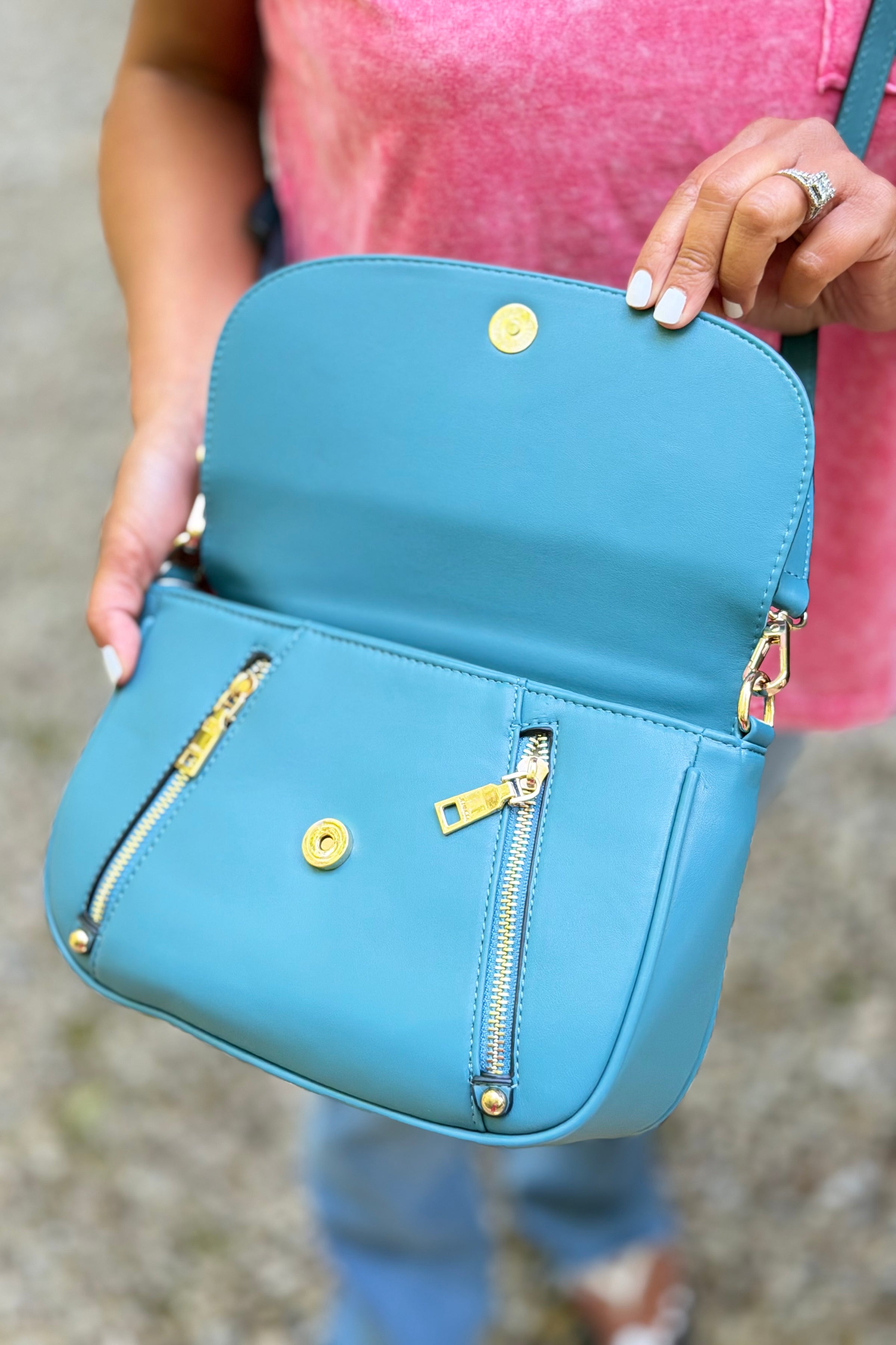 Lindsay Flapover Crossbody Bag –  Ocean Blue