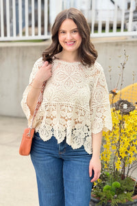 Crochet Lace Top - Natural