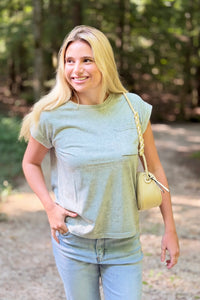 Snow Washed Cuffed Tee - Grey