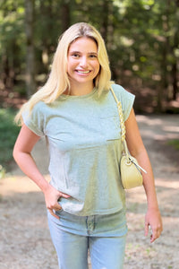 Snow Washed Cuffed Tee - Grey
