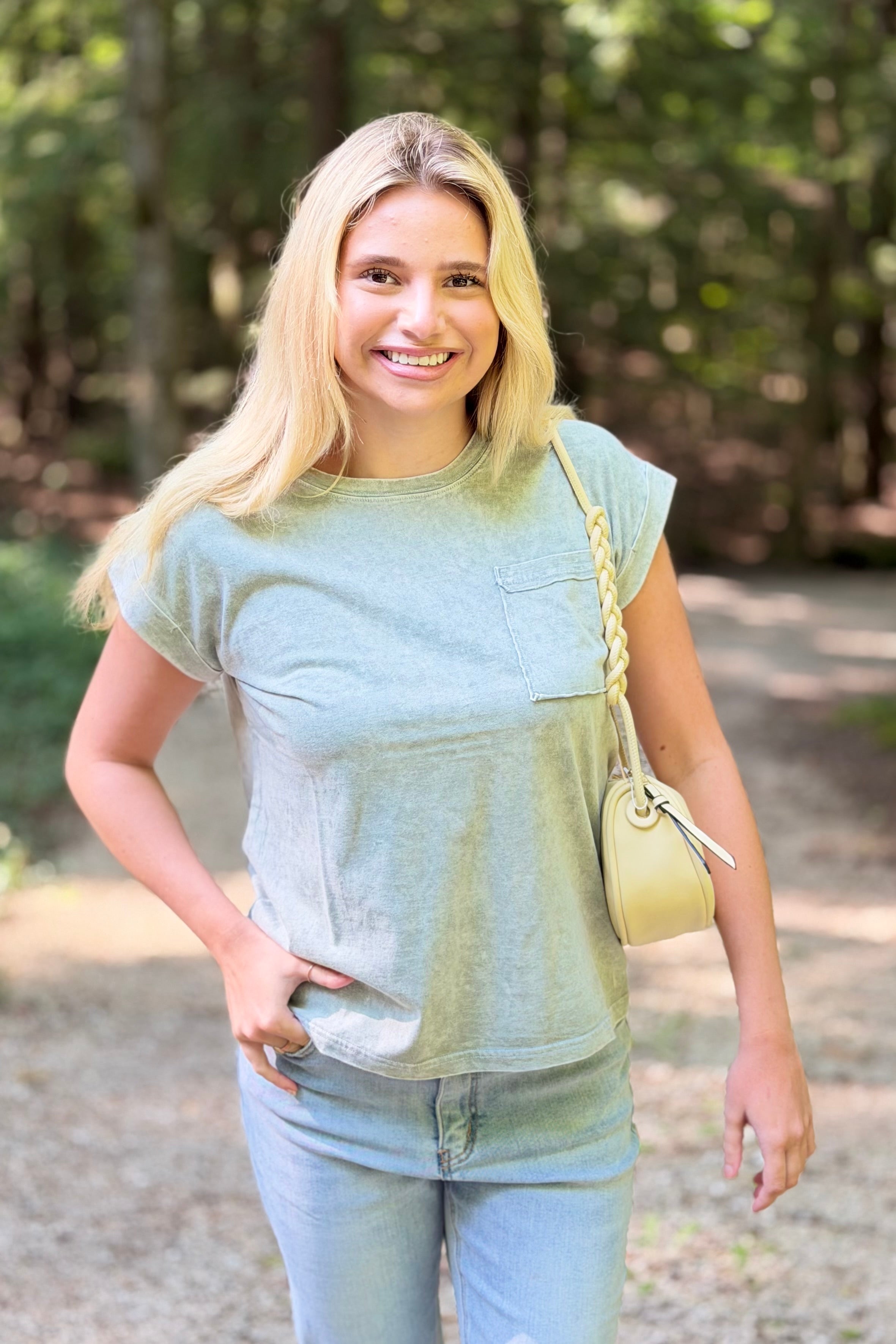 Snow Washed Cuffed Tee - Grey