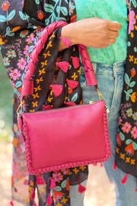 Judith Whipstitch Trim Shoulder Bag - Ruby