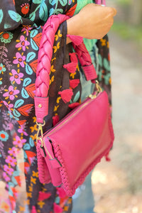 Judith Whipstitch Trim Shoulder Bag - Ruby