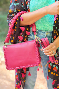 Judith Whipstitch Trim Shoulder Bag - Ruby