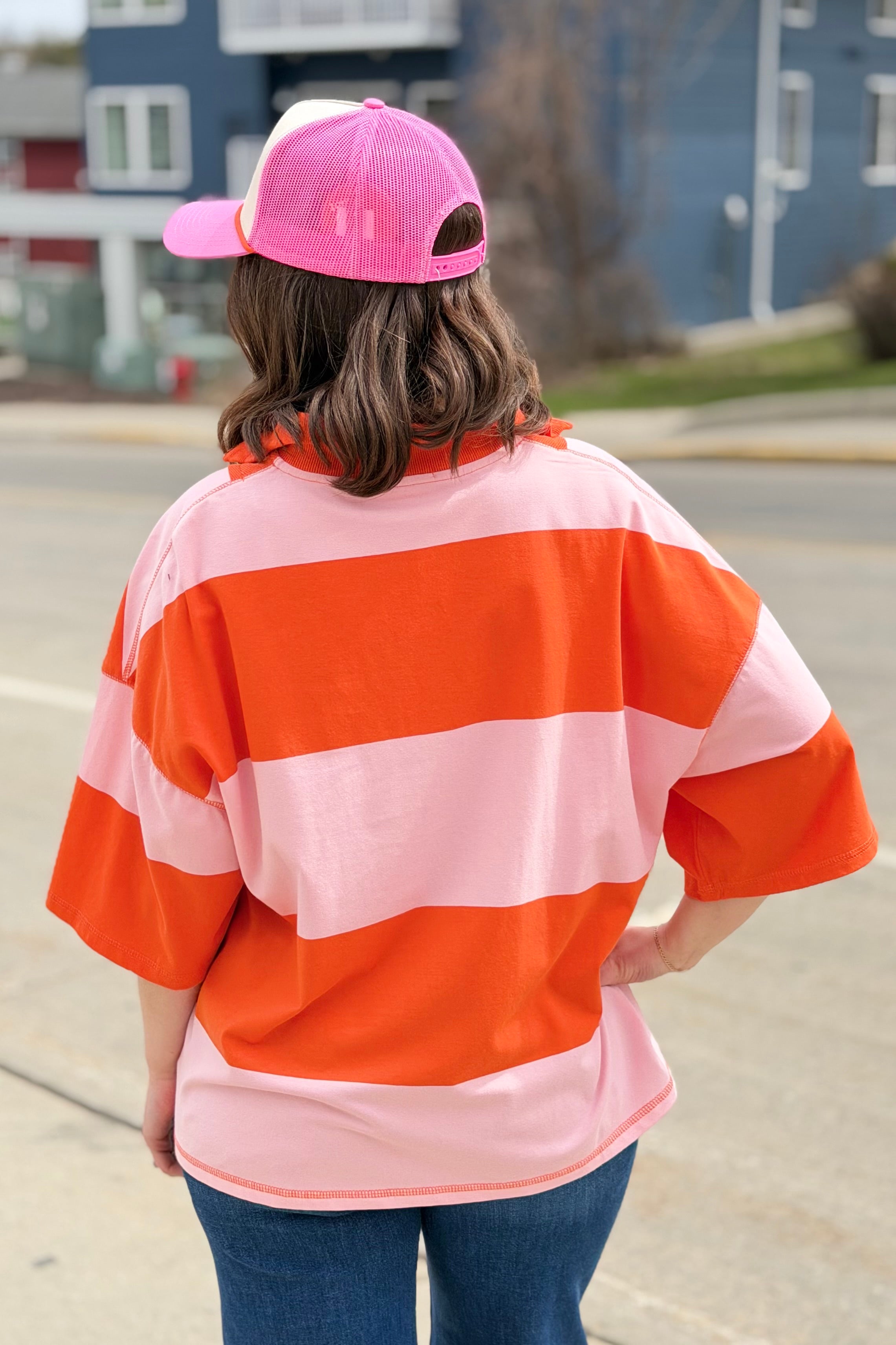 Color Block Half-Zip Top - Orange