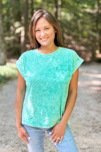 Snow Washed Cuffed Tee - Green