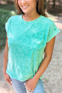 Snow Washed Cuffed Tee - Green