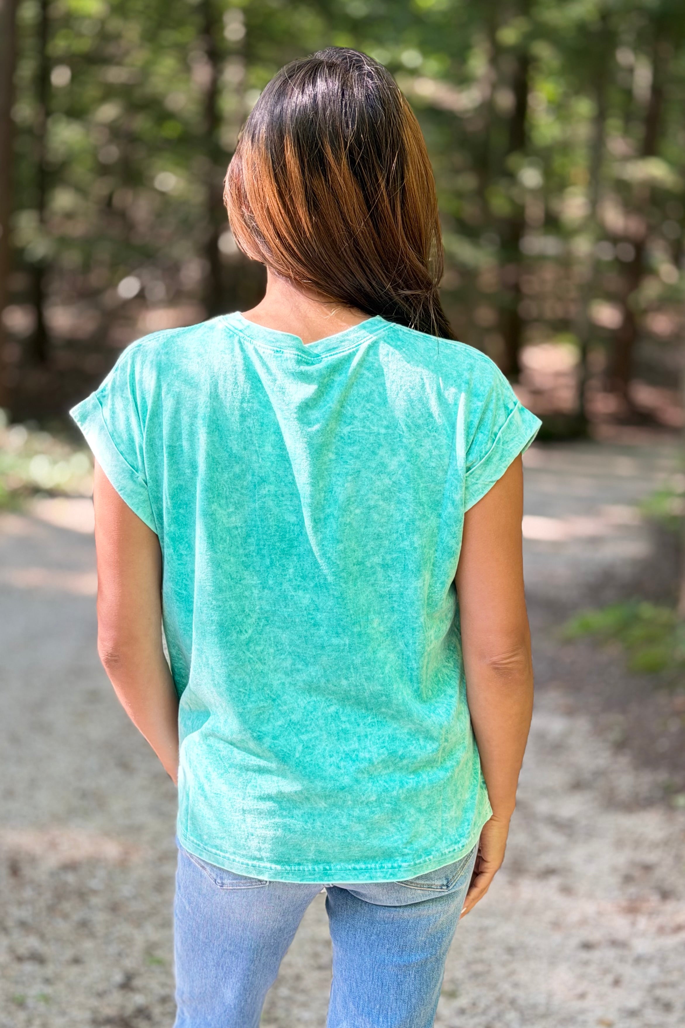Snow Washed Cuffed Tee - Green