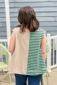 Striped Colorblock Sleeveless Top - Mint