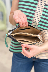 Vegan Leather Wristlet Wallet - Aqua