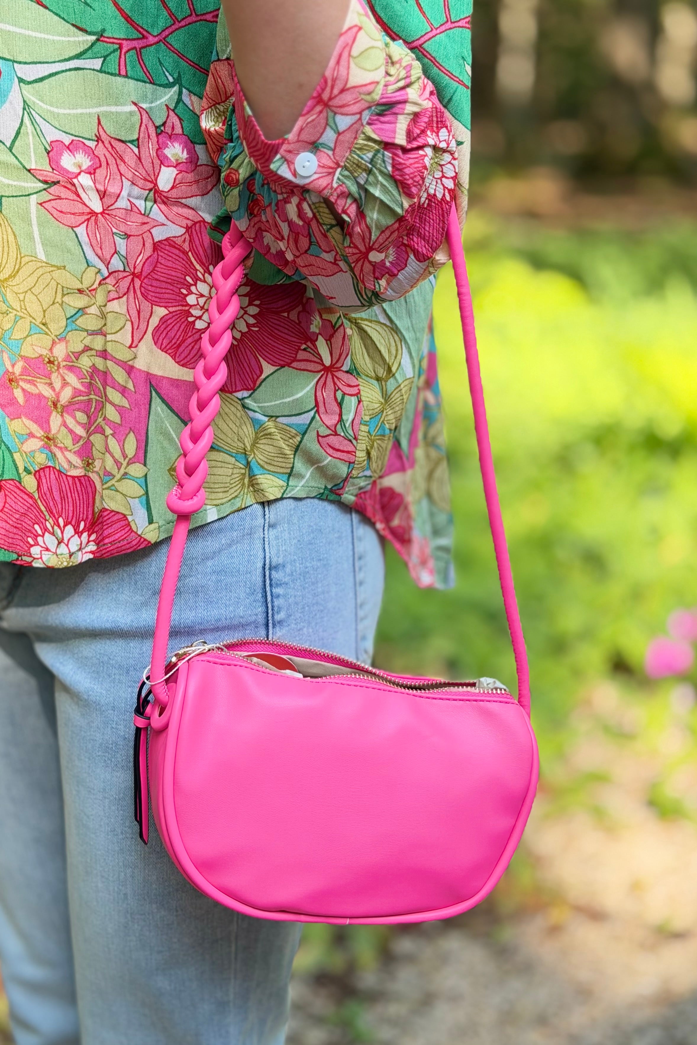 Annaka Half Moon Shoulder Bag – Ht Pink