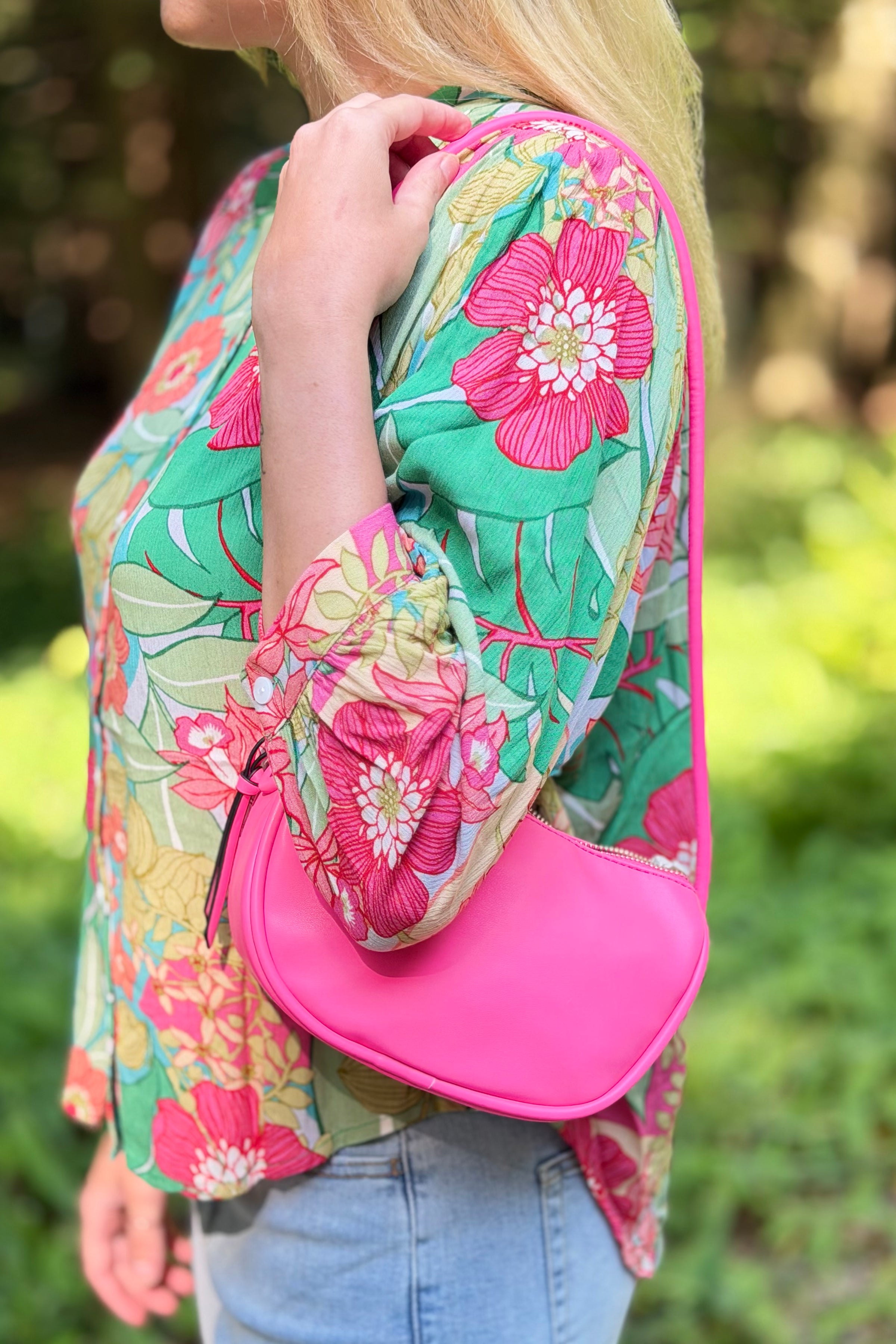 Annaka Half Moon Shoulder Bag – Ht Pink