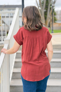 Essential Button Up Cotton Shirt - Brick