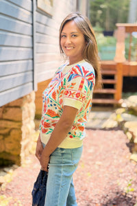 Short Sleeve Palm Sweater Top