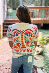 Short Sleeve Palm Sweater Top