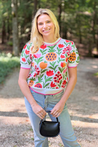 Short Sleeve Pineapple Sweater Top