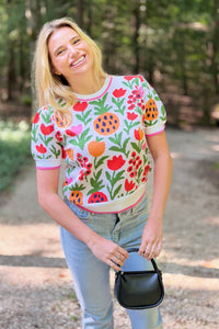 Short Sleeve Pineapple Sweater Top