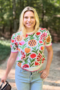 Short Sleeve Pineapple Sweater Top