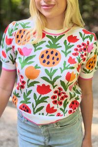 Short Sleeve Pineapple Sweater Top