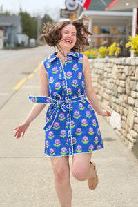 Scalloped Trim Detail Dress - Blue