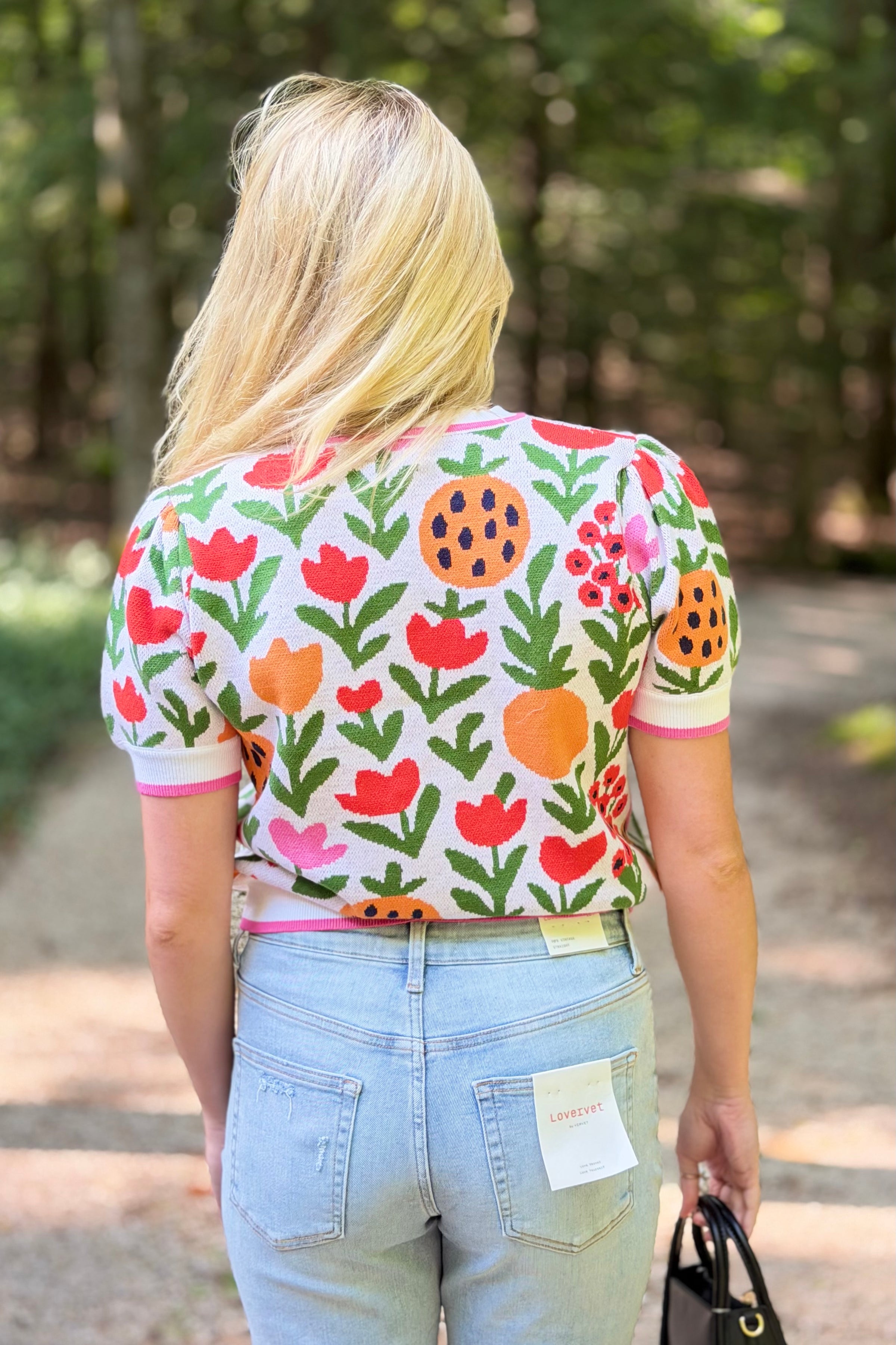 Short Sleeve Pineapple Sweater Top