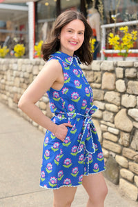 Scalloped Trim Detail Dress - Blue