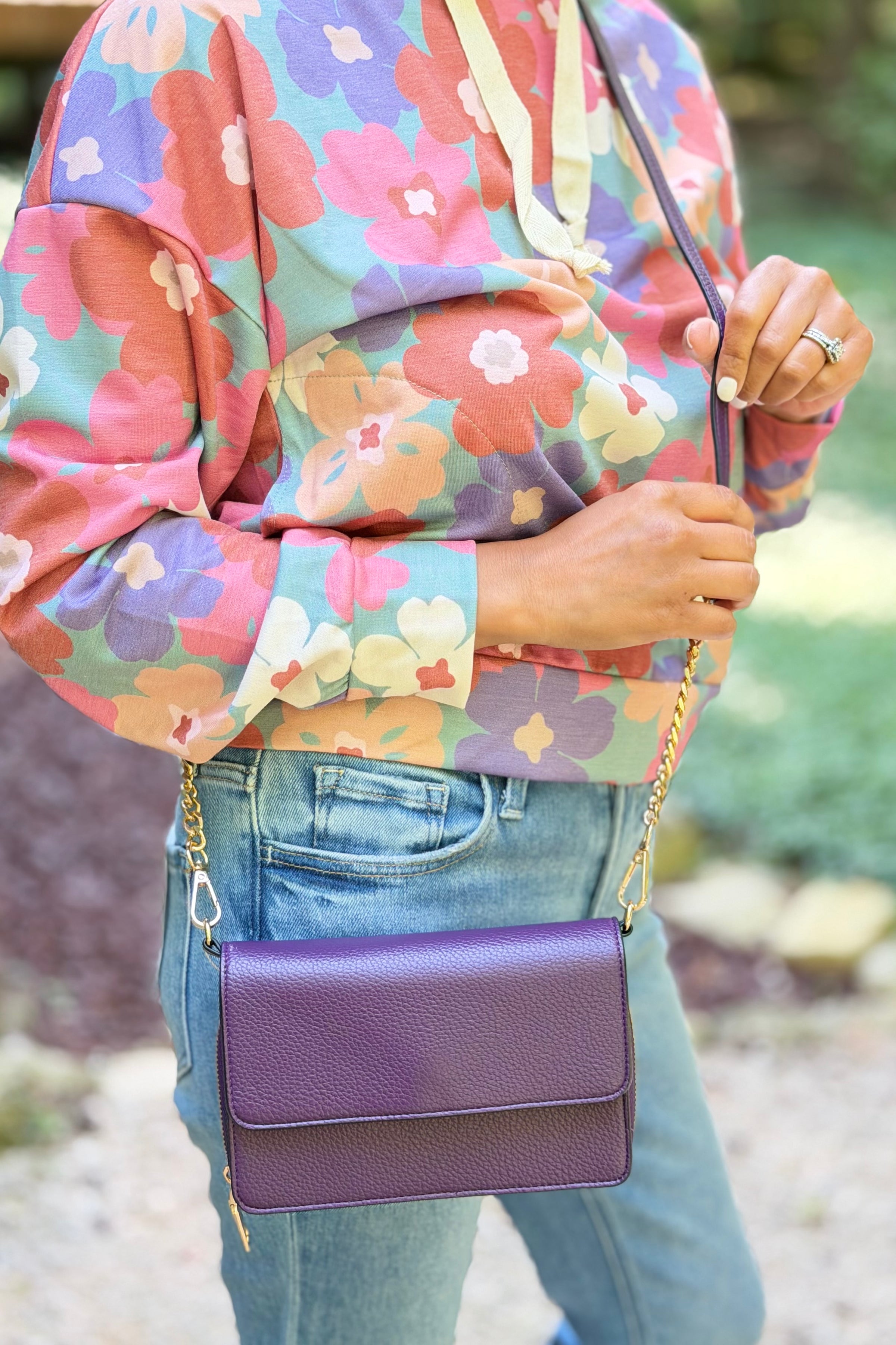 Lauryn Flapover Crossbody Bag – Dark Purple