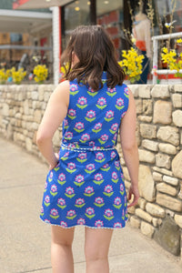 Scalloped Trim Detail Dress - Blue