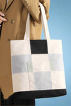 Plaid Pattern Canvas Shoulder Bag - Blue