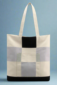 Plaid Pattern Canvas Shoulder Bag - Blue