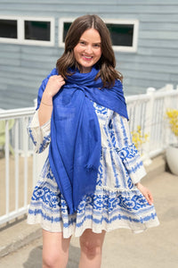 Solid Light Summer Scarf - Blue