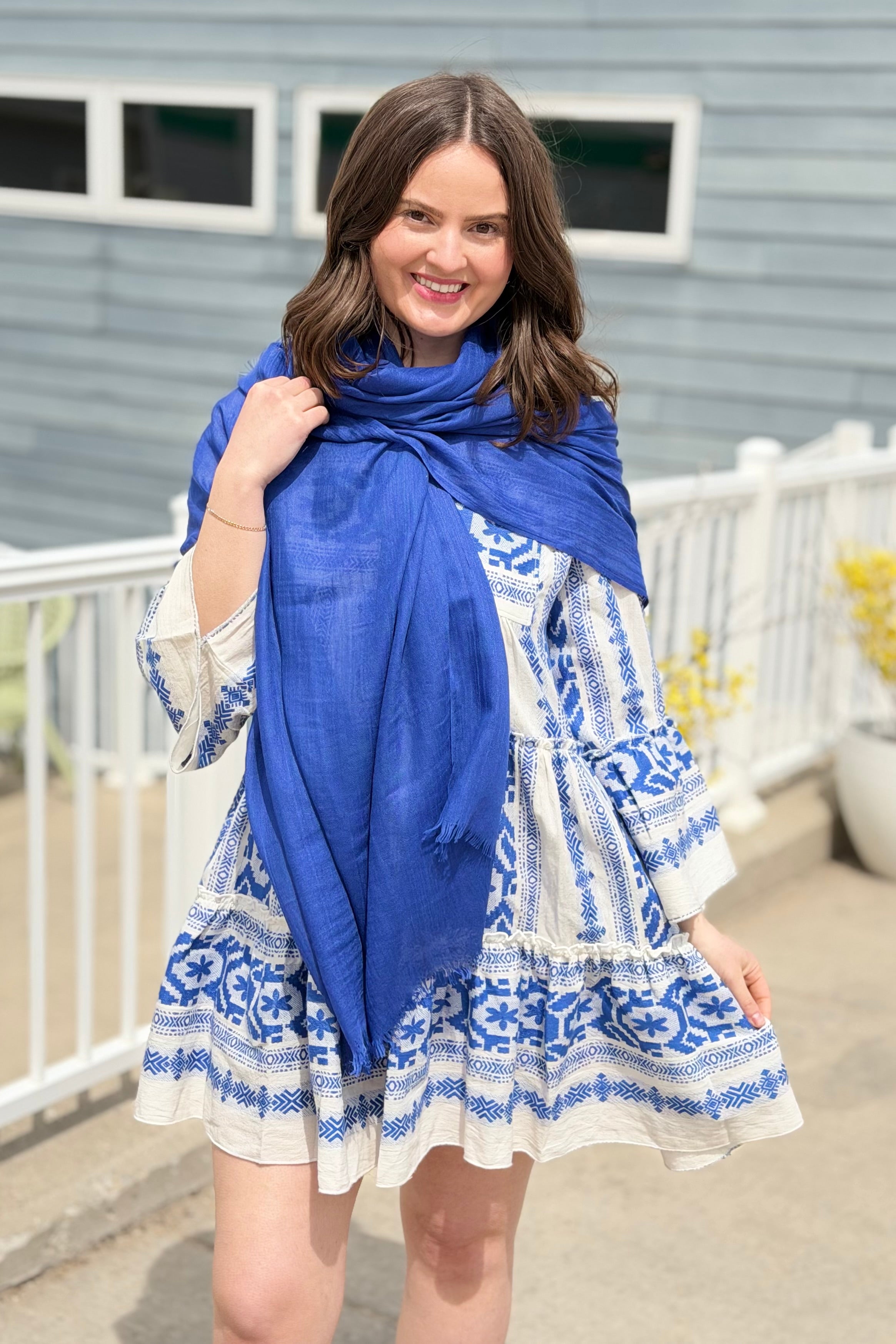 Solid Light Summer Scarf - Blue