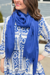 Solid Light Summer Scarf - Blue