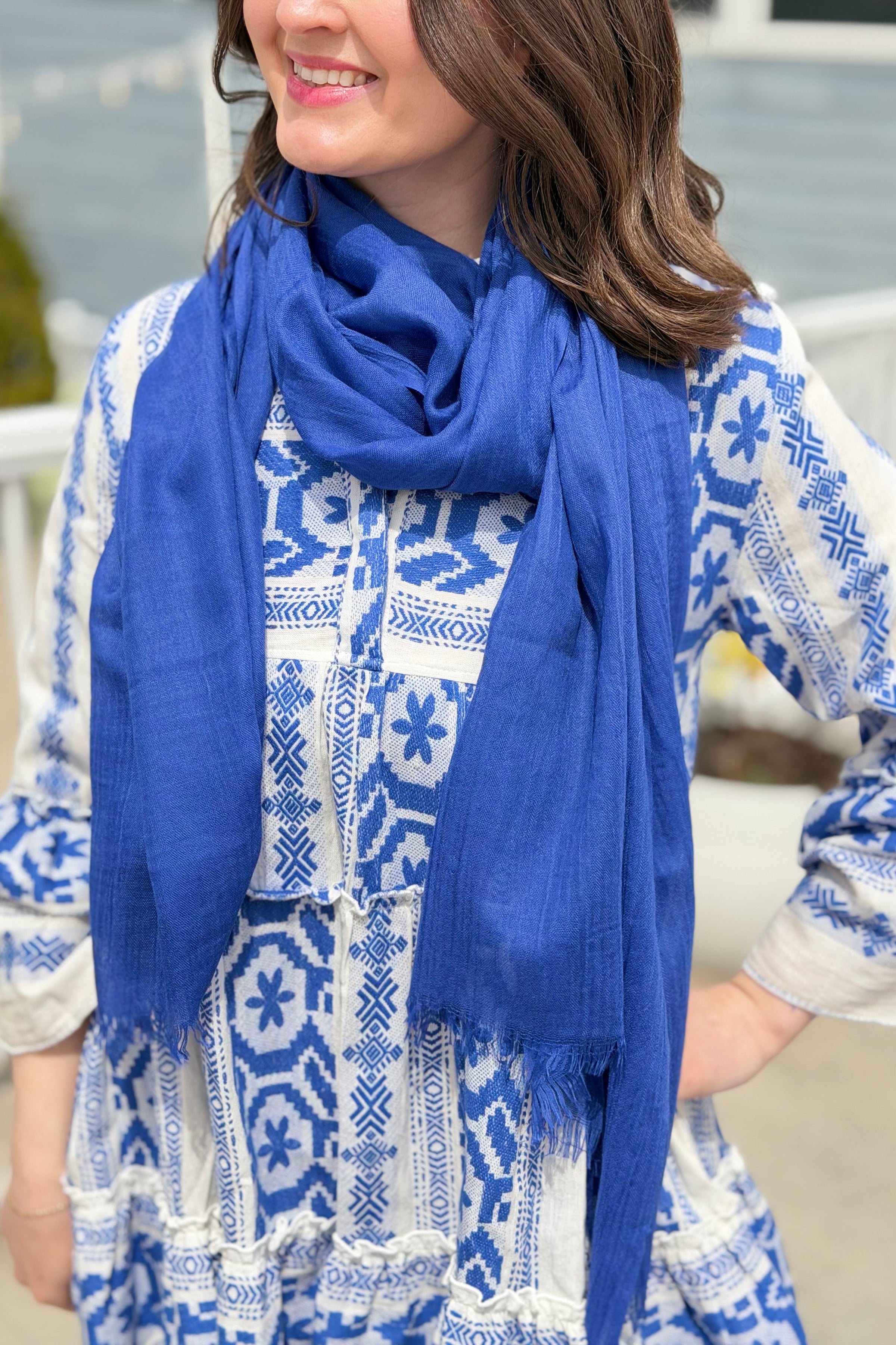 Solid Light Summer Scarf - Blue