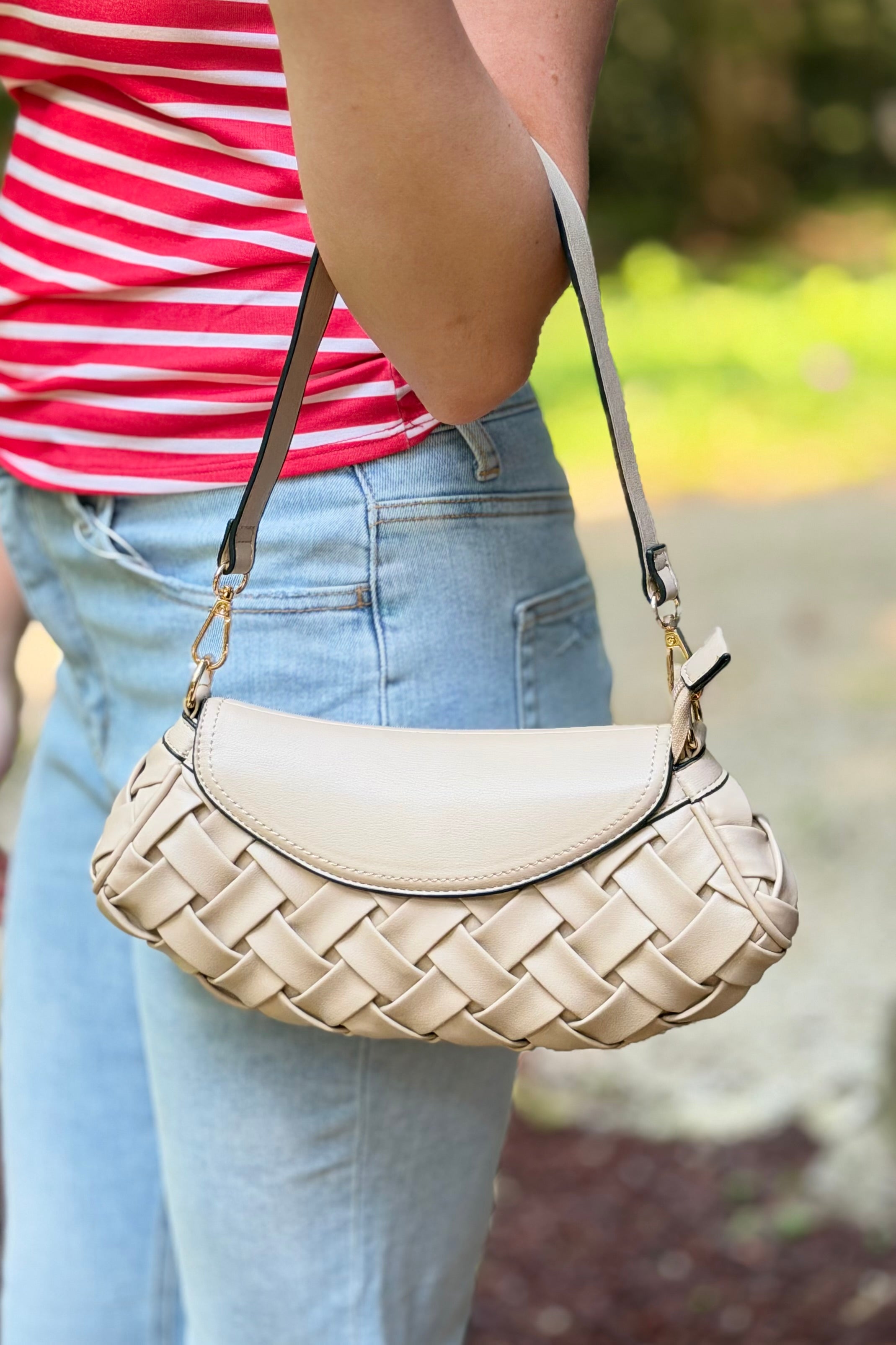 Kaleen Woven Crossbody Bag - Sand
