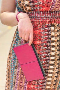 Vegan Leather Wristlet Wallet - HT Pink