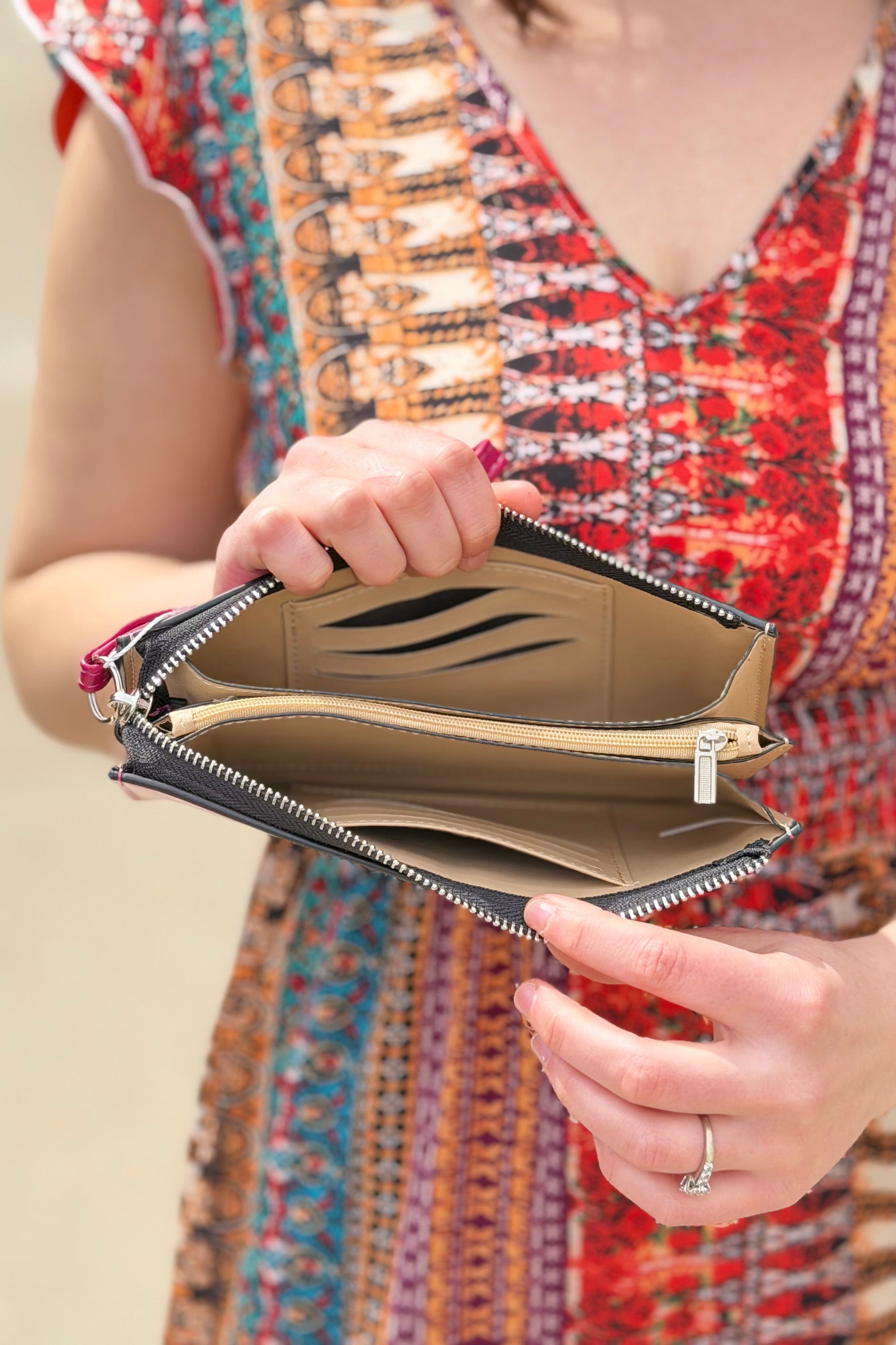 Vegan Leather Wristlet Wallet - HT Pink