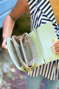 Lauryn Flapover Crossbody Bag – Lt. Sage